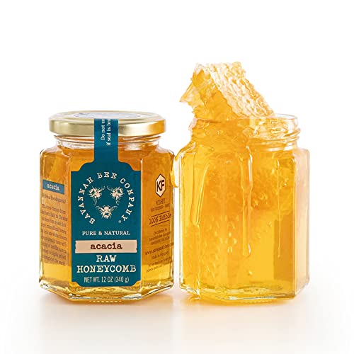 Pure Raw Acacia Honeycomb by Savannah Bee - All Natural, Organic, and Unfiltered Honeycomb