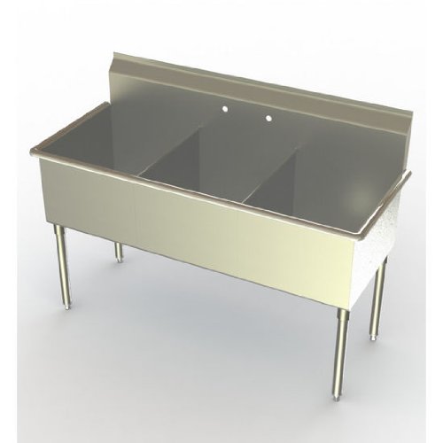 Aero Non-NSF Deluxe Sink, 3-Bowl, 21 inch D (Front to Back) X 12 inch W (Left to Right) Bowl