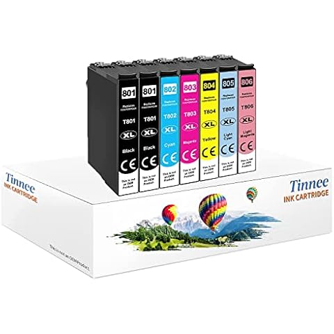 Tinnee 80XL Kompatible Druckerpatronen für Epson T801 T802 T803 T804 T805 T806 80XL 80 XL Cover