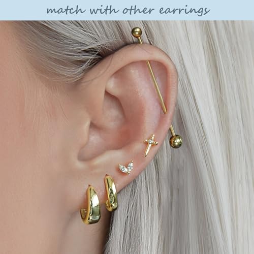 Gold Huggie Hoop Earrings Set for Women Small Chunky Gold Silver Earrings 14K Gold Filled Hypoallergenic Trendy Jewelry Dainty Huggie Earrings4