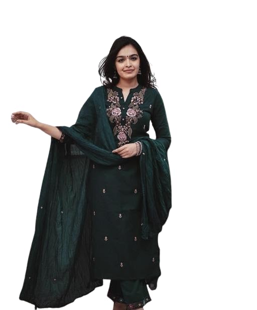 Image of piludi Embroidered Designer Kurta Set for Women | Kurta Pant with Dupatta | Lightweight, Soft and Comfortable Outfit Designed for a Clean and Modern Everyday Look