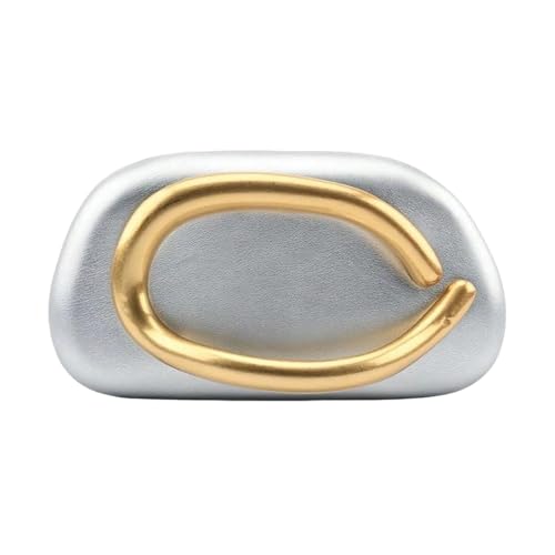 Image of Women PU Leather Metal Handle Handbag Trendy Commuting Compact Stone Purse Hand-held Causal Shoulder Clutch Bag