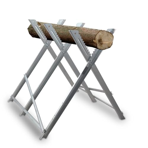 Bituxx Sägebock Arbeitsbock Holzsägebock Holzschneidebock mit Stammhalter Haltezacken Klappbock klappbar Brennholz bis Ø26 cm max.150kg 80x82x82 cm