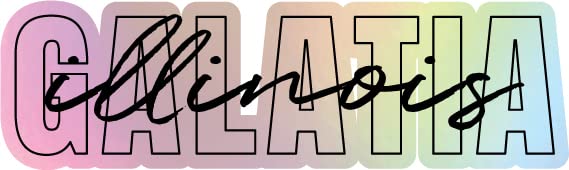 Galatia Illinois Souvenir Vinyl Decal Sticker Holographic Script Design 2 Inch