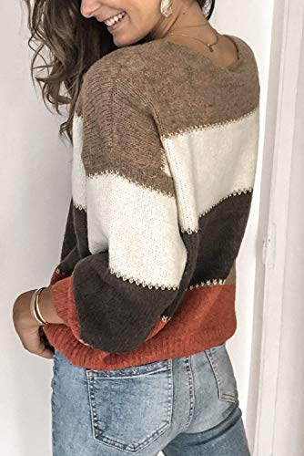 Necooer Womens Knit Sweater Casual Loose Oversized Long Sleeve Chunky Knit Pullover Tops (Small, A-Brown) #TOP1