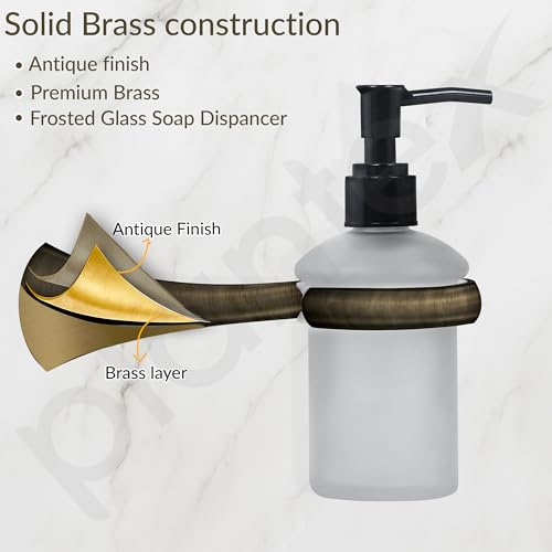 Image of Plantex Smero Pure Brass Made Handwash Holder for Wash Basin /Liquid Soap Dispenser /Shampoo Dispenser - Contrive (Rich Antique)