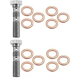 X AUTOHAUX 2 Pcs AN3 3/8-24 Filetage Turbo Frein Ligne Double Banjo Boulon 40mm