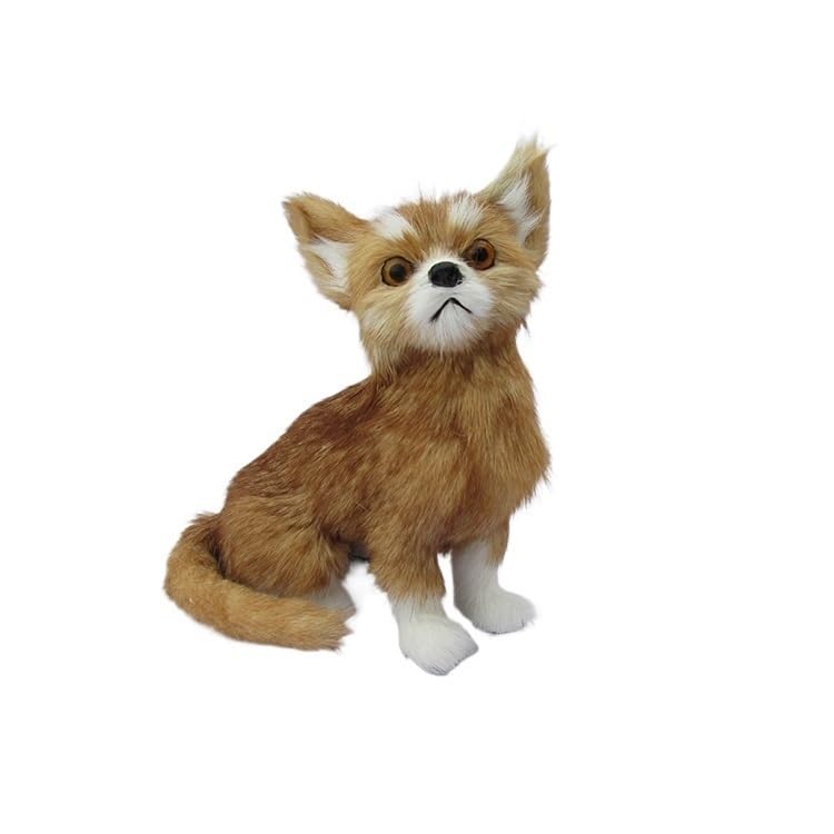 Figurine de Chihuahua de collection : sculpture de chiot réaliste jaune de 20 cm