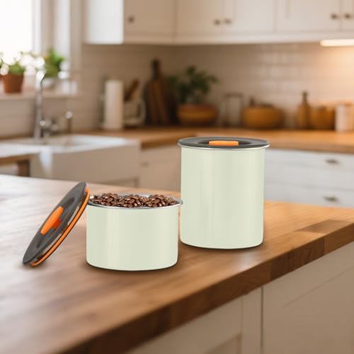 Contenedor de almacenamiento con tapa amarillo acero inoxidable miniatura 7