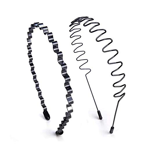 Metal Hair Bands For Men Women's - Multi-Use Headbands Unisex Black Spring Wavy Hair Hoop Band Fashion Headband Headwear Accessories For Sports, Outdoor, Yoga #TOP6