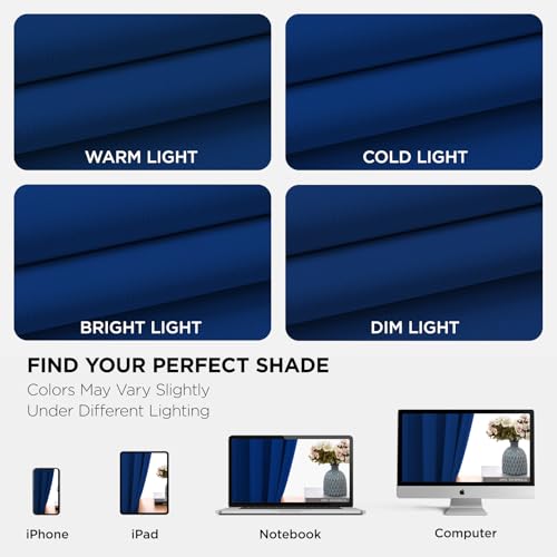 Image of Joydeco Blackout Curtains for Bedroom 46 x 54 Inch, Eyelet Thermal Insulated Energy-saving Drapes for Room Darkening Light Filtering, Short Window Treatments 54 Inch Drop, 2 Panels - Royal Blue