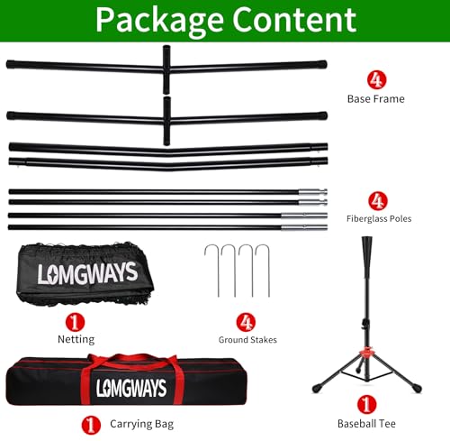 Image of 7x7ft /8x8ft Baseball Softball Net with Steel Frame for Batting, Hitting, Pitching, Portable Baseball Batting Net with Carry Bag, Great for All Levels