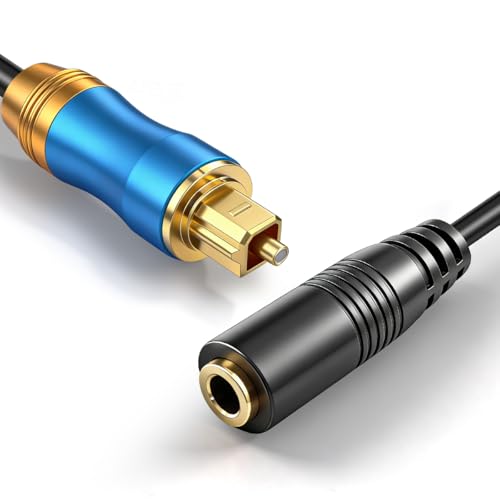 Tackston 192KHz DAC Optical to 3.5mm Converter Optical Audio Cable to AUX Adapter Unidirectional from Digital to Analog SPDIF to 3.5mm Cable for TV Sound to Speaker Headphone with AUX-in Interface