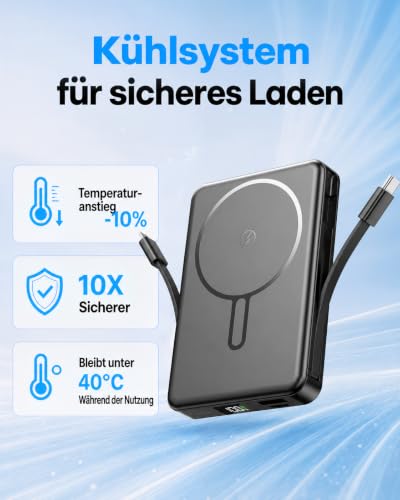 PDBEST Magnetische Power Bank für Magsafe 10000mAh Externe Handyakkus – Ansicht 4