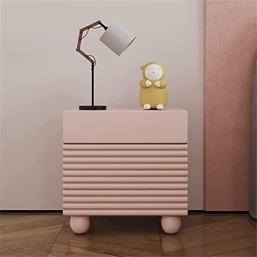 Table de chevet scandinave rose avec 2 tiroirs de rangement chic 48x35x48cm