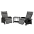 Grand patio Outdoor Recliner with Coffee Table 3-Piece Set 150° Lay Flat with Independent Adjustable Back and Footrest Removable Olefin Cushion Flip-Up Table Wicker, Grey 3PCS