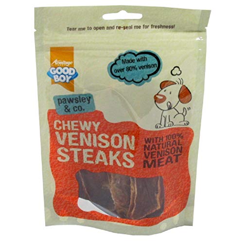 3XPawsley & Co Chewy Venison Steaks 80g