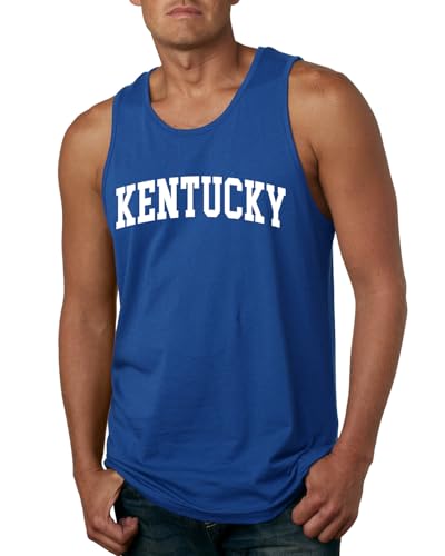 State of Kentucky Style White Fashion Mens Tank Top, Royal, Large