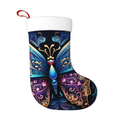 rrxnbcgg Preciosos calcetines navideños de mariposa negra para chimenea con ideas de regalo, tradiciones familiares festivas, rellenos de calcetines para ella