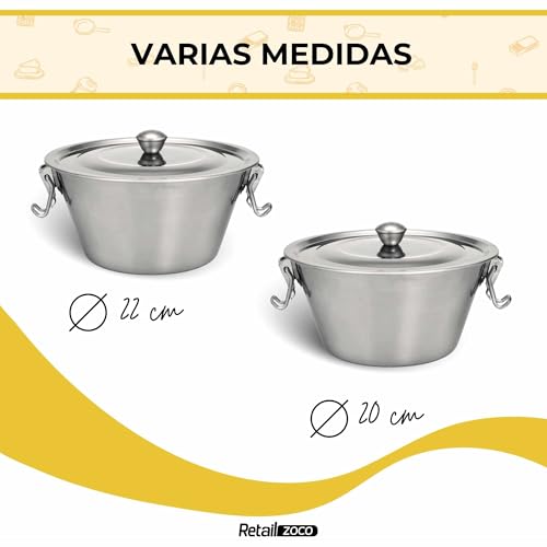 Miniatura 5 de Chefzoco Flanero Con Tapa Y Cierre, Flanera Individual, Apto Para Horno, Se Utiliza Para Flanes, Gelatinas, Muffins O Puddings O Conservar Alimentos, Acero Inoxidable, 18 Cm Diametro X 8 Cm Altura