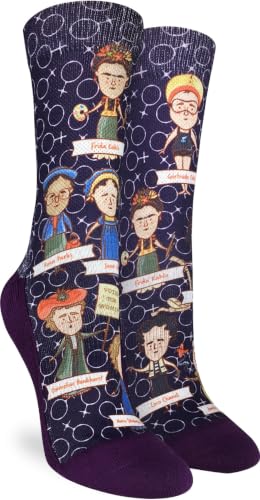 a pair of socks printed with portraits of famous women from history