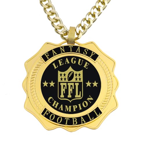 noblehead Fantasy Football Championship Chain Medal Trophy Ring Award Gift for Tournament or League Champion Winner (Gold)