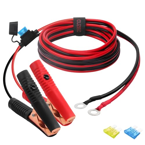 CUZEC 6FT/1.8m 16 AWG Extension Cord Eyelet Terminal with Battery Clamp 12V/ 24V Battery Clip-On for...