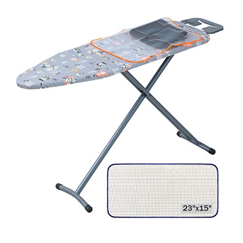 Ironing Board Cover and Pad Standard Size 15\" x 54\",Elastic Edges and 4 Adjustable Fasteners Make 3 Layer Padded Ironing Board Cover Surface Smoother,1 Large Protective Scorch Mesh Cloth(Grey) - Thumbnail 4