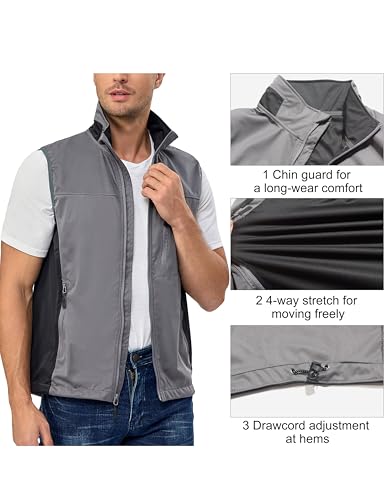 Little Donkey Andy Men's Lightweight Softshell Vest, Windproof Sleeveless Jacket for Running, Hiking, Cycling, Golf4