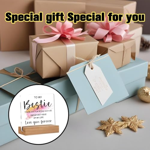 Image of Bs amor Bestie Gift for Women, Ideas Acrylic Sign Desk Decorations Best friend Birthday Women, Thanksgiving Gift for Bestie Bff Friends Appreciation Keepsake, 5 X 4 Inches