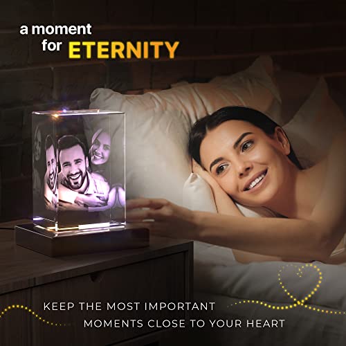 Strongus 3D Crystal Photo - Customizable Laser Engraved Holographic Custom Picture Glass - Personalized Gift Ideas,For Mother's Day, Fathers Day, Valentines & Wedding Christmas, Portrait Small #TOP4