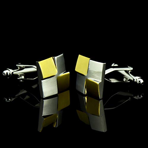 Mancuernillas KnBoB para hombre cuadradas plata y oro miniatura 5