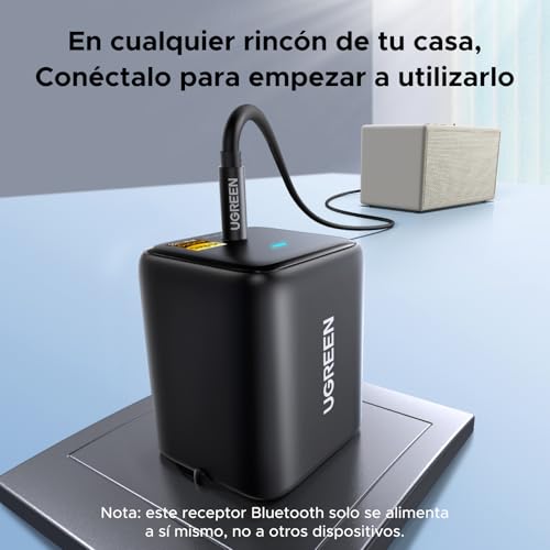 Miniatura 5 de UGREEN LDAC Receptor Bluetooth 6.0 Audio Bluetooth 3.5 mm Hi-Res HiFi | Baja Latencia Inalámbrico Alimentación Eléctrica con Conexión Directa Compatible con Teléfono Tablet Altavoz Amplificador