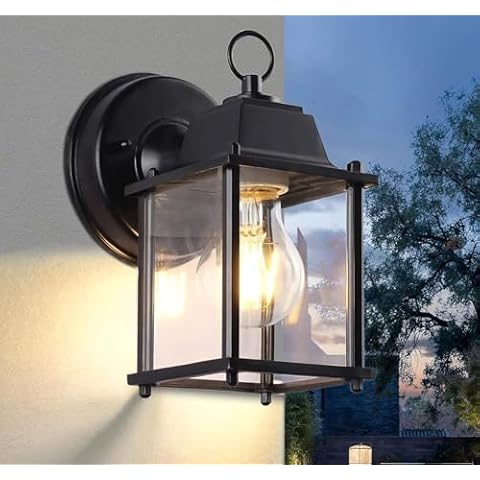 EBION Outdoor Wall Lantern with Glass Shade Cover