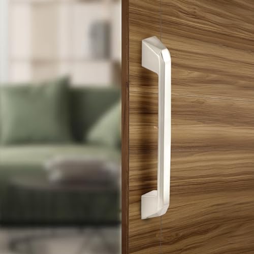 Image of Dorset 12 inch Door Handle for Main Door, Pull Push Door Handle for Wooden & Glass Doors (Satin Nickle Finish) Pair - TES12PSN