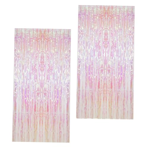 ABOOFAN 2sets Rain Tinsel Curtains Shiny Party Backdrop for Birthday Wedding and Festivals Lightweight Foil Fringe Hanging Decoration for Doors and Walls Design