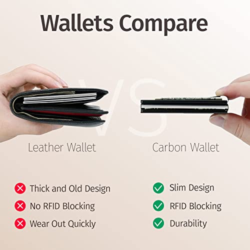 Ronyxet Minimalistic Carbon Fiber Wallet For Men - Rfid Blocking Wallet, Business Card Holder And Credit Card Holder For Men - Front Pocket Aluminum Slim Metal Wallet With Metal Money Clips #TOP3
