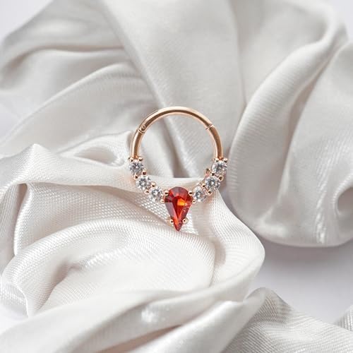 16G Gemstone Septum Ring Jewelry for Septum Piercing Surgical Steel, CZ Daith Earring Jewelry for Daith Piercing - Image 3