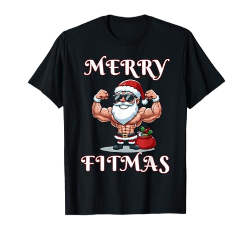 Merry Fitmas Christmas Fitness Brutto Natale Swole Santa Maglietta