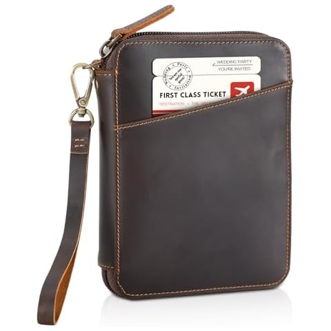 Polare Full Grain Leather Family Passport Wallet for 4 Passports, RFID Blocking Bifold Passport Cover Travel Document Organizer Holder for Women and Men Cover