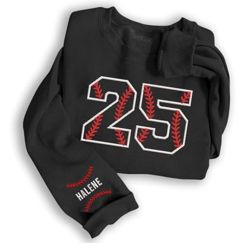 Personalized Embroidered Baseball Sweatshirt With Names On Sleeve, Baseball Mama Shirt, Baseball Player Gifts, Baseball Team 6