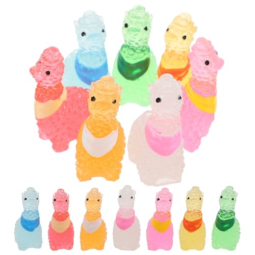 Figurines d'animaux alpaga lumineux en résine pour décoration DIY et ornement de maison x60