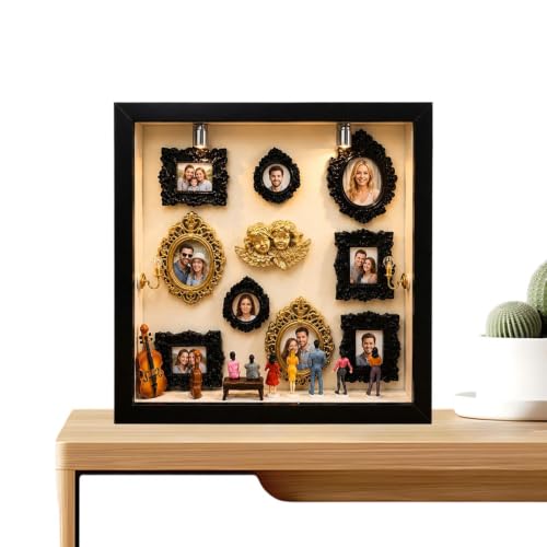Teksome Cadre Shadow Box Mémoire | Figurines Incluses Installation Facile,Mini Cadre Shadow Case - pour Mariage Fête Maisonnée Cadeau pour Amoureux Petite Amie Mère