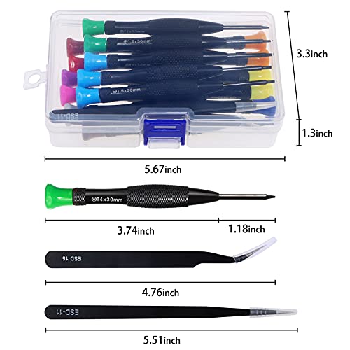 Torx Screwdriver Set, FIXITOK 18Pcs Mini Screwdriver Set Magnetic Small Torx Phillips Flathead Screwdrivers with T2 T3 T4 T5 T6 T7 T8 T9 T10 Screwdrivers Tweezers for Xbox Mac PS4 Laptop Phone Watch
