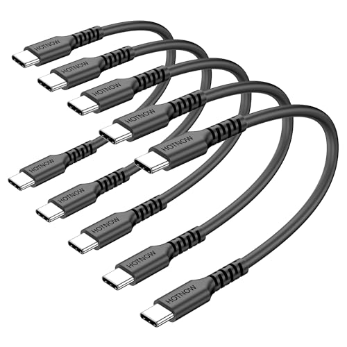 HOTNOW USB C to USB C Cable 0.5FT 5Pack Short 6inch USB-C 60W Fast Charging Cords for iPhone 15 16 for Samsung Galaxy S25 S24 S23 Air 2020 iPad Pro Power Bank and Other Type c Devices