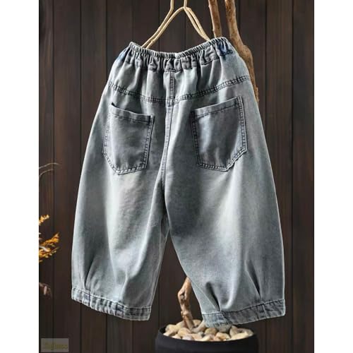 Vintage Color Blocked Five Pointed Star Patch Embroidered Blue Five Pointed Pants Summer Stretch Waist Jeans2