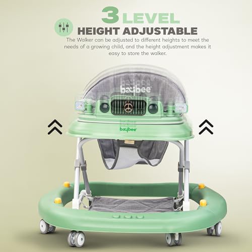 Image of Baybee 2 in 1 Gypsy Baby Walker for Kids with Rocker, Parental Push Handle | Activity Push Walker with Adjustable Height & Musical Toy Bar | Kids Walker for Baby 6-18 Months Boy Girl (Green)
