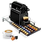 Masthome Kaffeekapsel Ständer, Kapseln Aufbewahrung für Nespresso-Kaffeekapseln, Oberseite aus Gehärtetem Glas Kapselständer mit Schubladen für 60 Kapseln, 1 Reinigungstuch Senden
