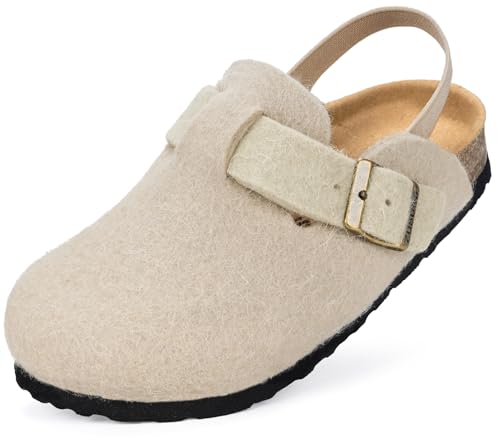 ZUSERIS Pantoufles Feutre Enfant Chaussons Fille Hiver Sabots Garçon Confortable Chauds Antidérapants Pantoufles Fourrure Ajustables Mules Intérieur extérieur