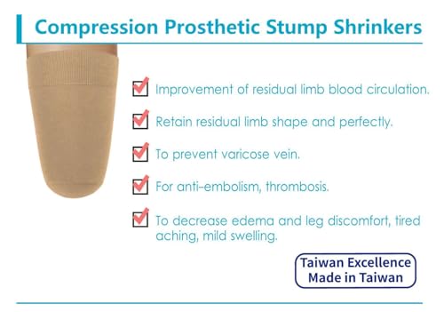Image of Prosthetic Stump Shrinkers- Above Knee, 20cm, Compression, Amputee Socks, 20-30, Daily use, Taiwan Excellence XS
